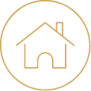 Ein umkreistes goldenes Icon eines Hauses